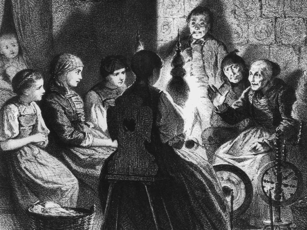 La sera si riuniva tutta la famiglia e mentre si filava si raccontavano fiabe e leggende (Keystone)