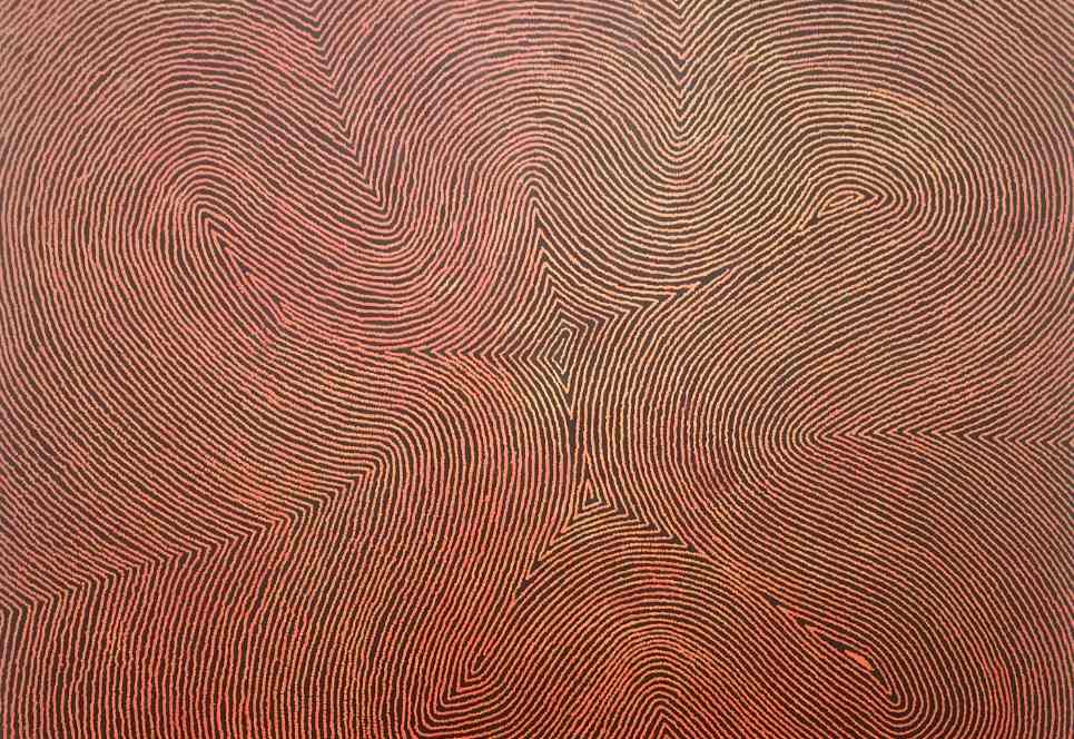 Dipinto realizzato dall’artista aborigeno Warlimpirrnga Tjapaltjarri (part.)