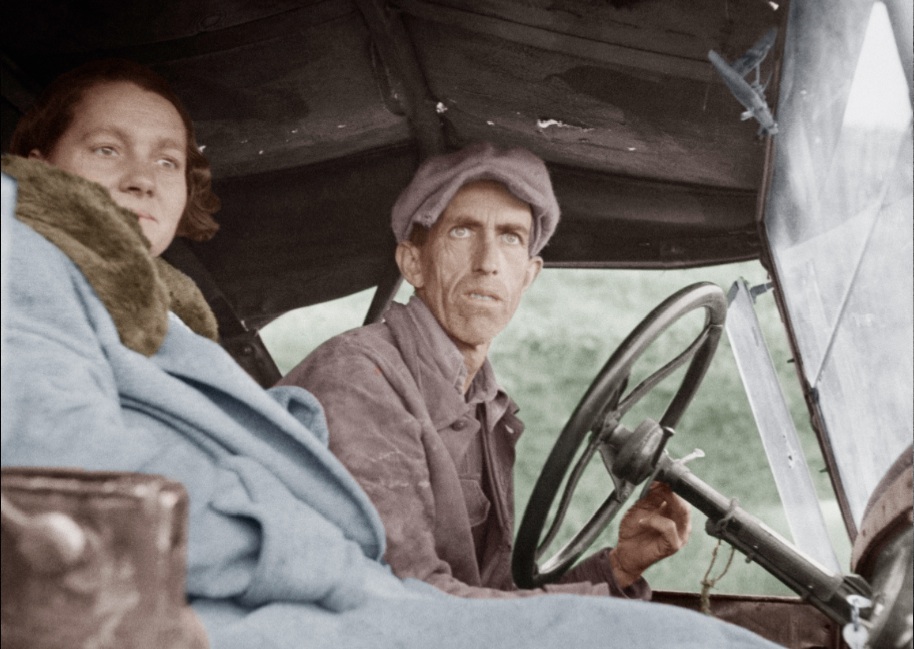 Una coppia di lavoratori ambulanti e stagionali nel Missouri in un’immagine del 1936 (Keystone)