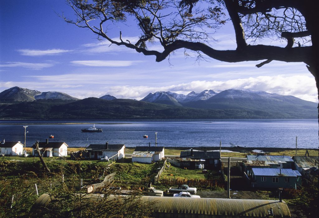 Tierra del Fuego, Puerto Williams, the southernmost village of the world. In the back, behind Beagle Channel the mountains of Tierra del Fuego