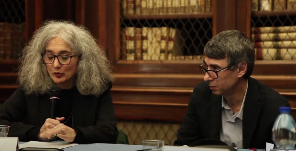 Sabrina Ragucci e Giorgio Falco durante un incontro con le scuole (YouTube)