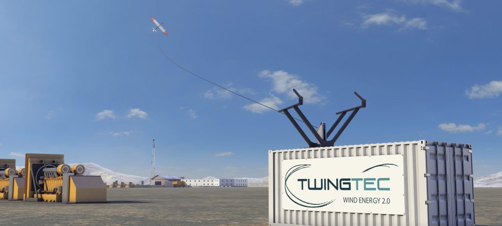 Il progetto di TwingTec produce energia sfruttando il vento a quote più alte rispetto alle normali pale eoliche (twingtec.ch)