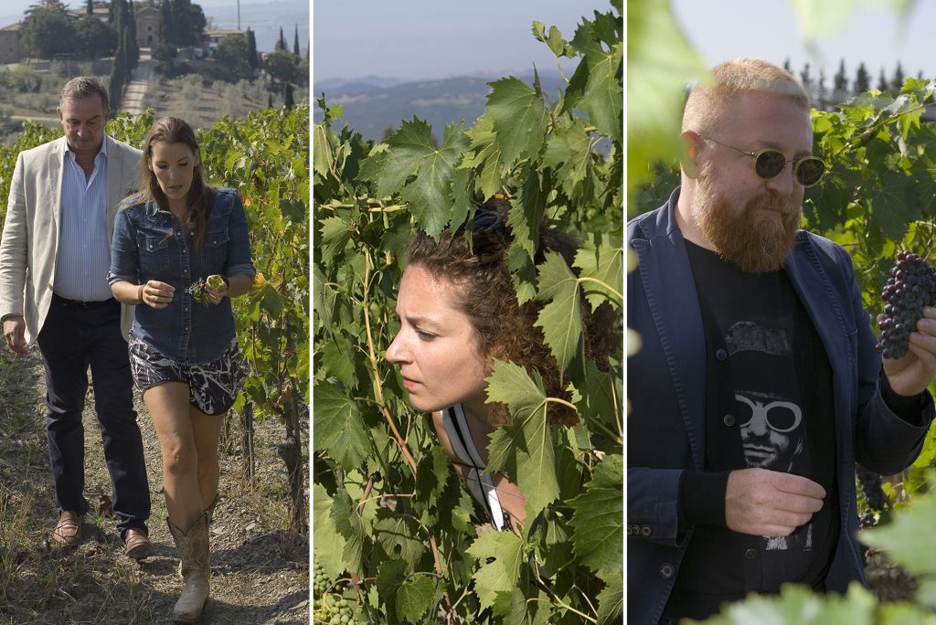 Claudia Comte, Sonia Kacem e Francesco Arena nella Tenuta Frescobaldi (frescobaldi.com)