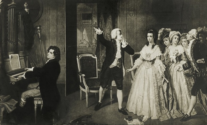 Il giovane Beethoven insieme a Mozart durante una visita a Vienna nel 1787 (quadro non firmato del 1870) (Keystone)