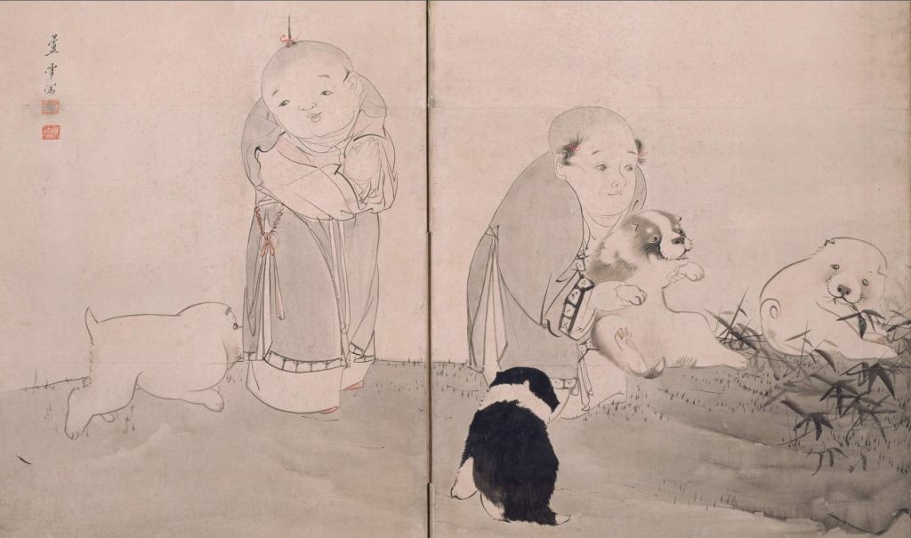 «Bambini cinesi che giocano», Nagasawa Rosetsu (1754-1799), ca. 1785, dettaglio (collezione privata, Giappone)