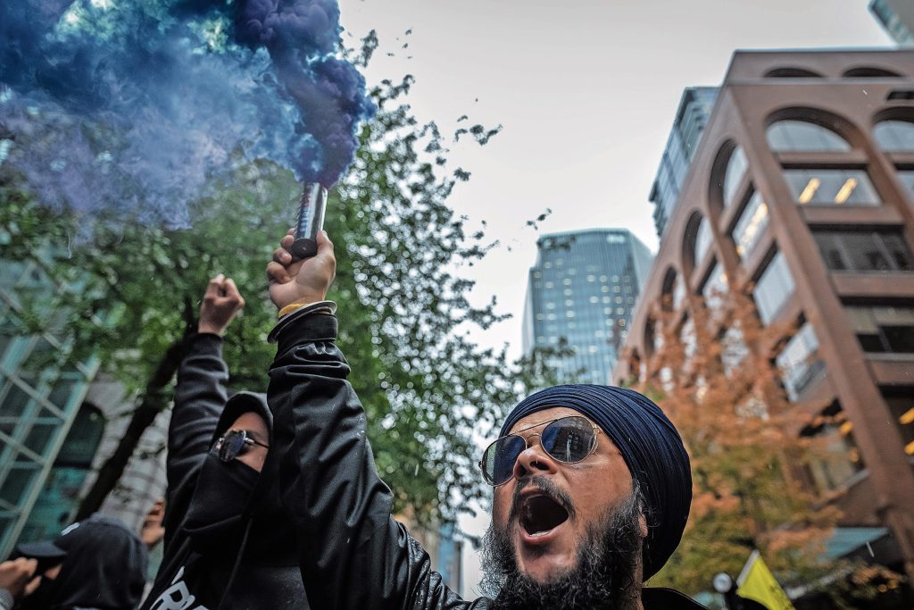 Proteste della comunità Sikha fine settembre, a Vancouver, dopo l’uccisione di Hardeep Singh Nijjar (Keystone)