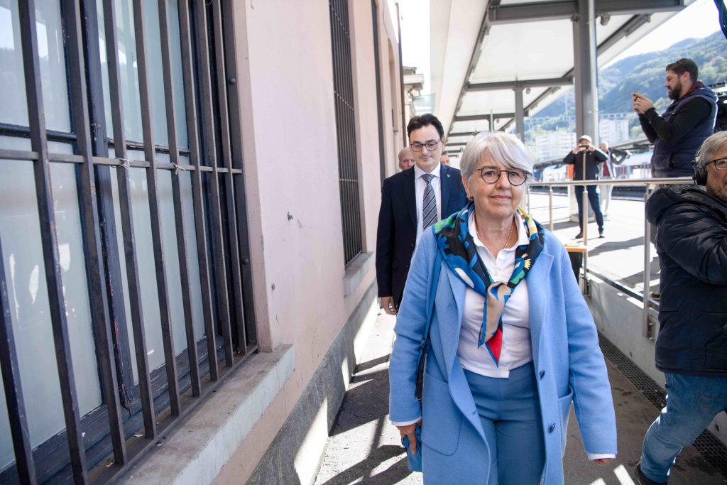 Elisabeth Baume Schneider a Chiasso, lunedì 6 novembre (Keystone)