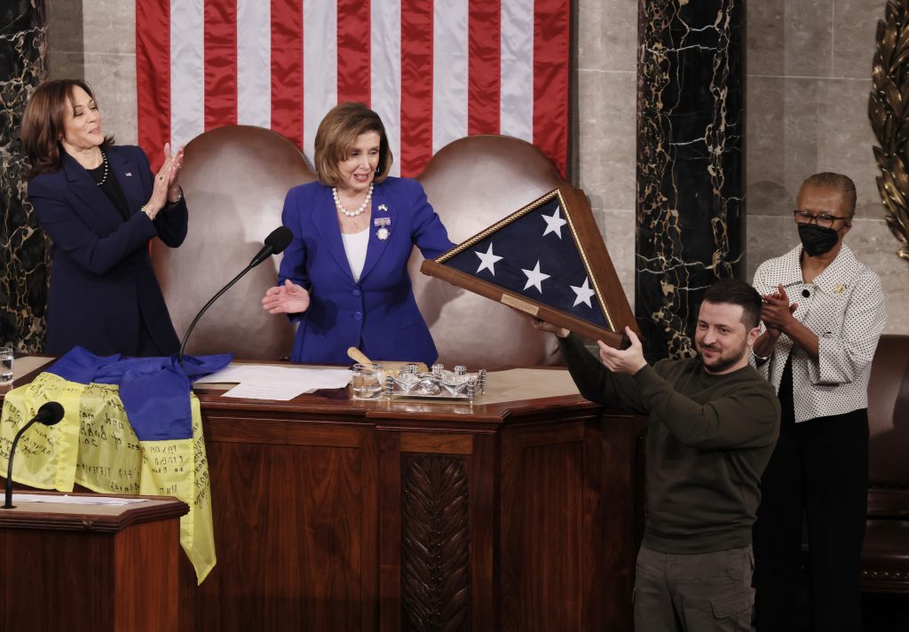 Il presidente ucraino Zelensky accolto al Congresso degli Stati Uniti il 21 dicembre 2022 (Keystone)