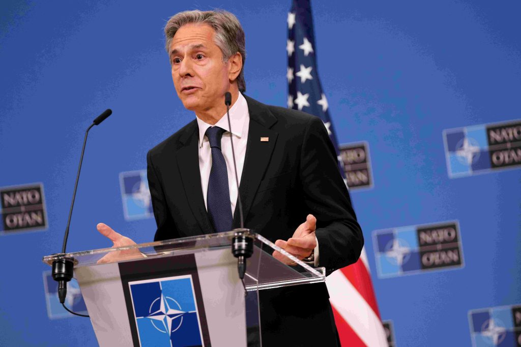Il segretario di Stato americano Antony Blinken al meeting della Nato a Bruxelles, settimana scorsa (Keystone)